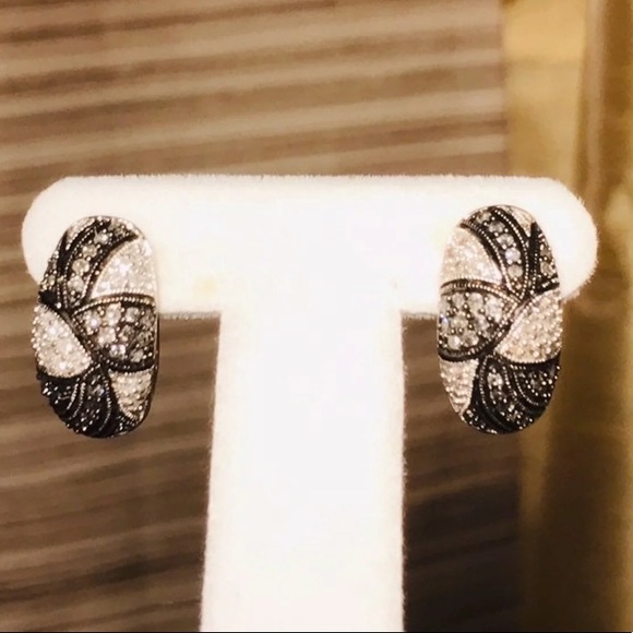 NWOT 1.00 CTW GENUINE DIAMOND SEMI HOOP EARRINGS - Picture 13 of 15